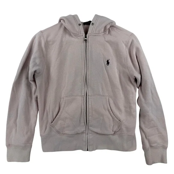 Polo Ralph Lauren Hoodie Sweatshirt Girls Medium Pink Full Zip Fleece Pony - Picture 1 of 10
